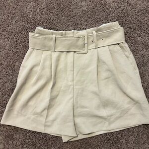 Sandro High Waist Cream Shorts with Belt